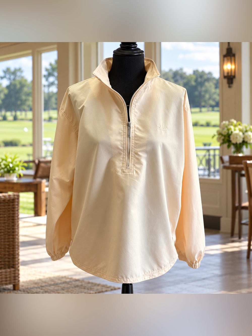 IZOD Golf Women’s Large Beige Quarter Zip Windbreaker Pullover